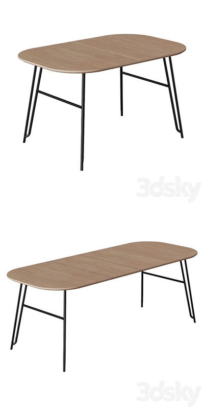 Table Novaks 140 (220) x90 black, natural veneer